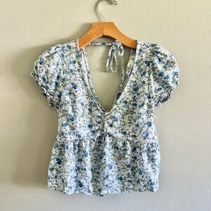 Hollister Blue Floral Blouse
